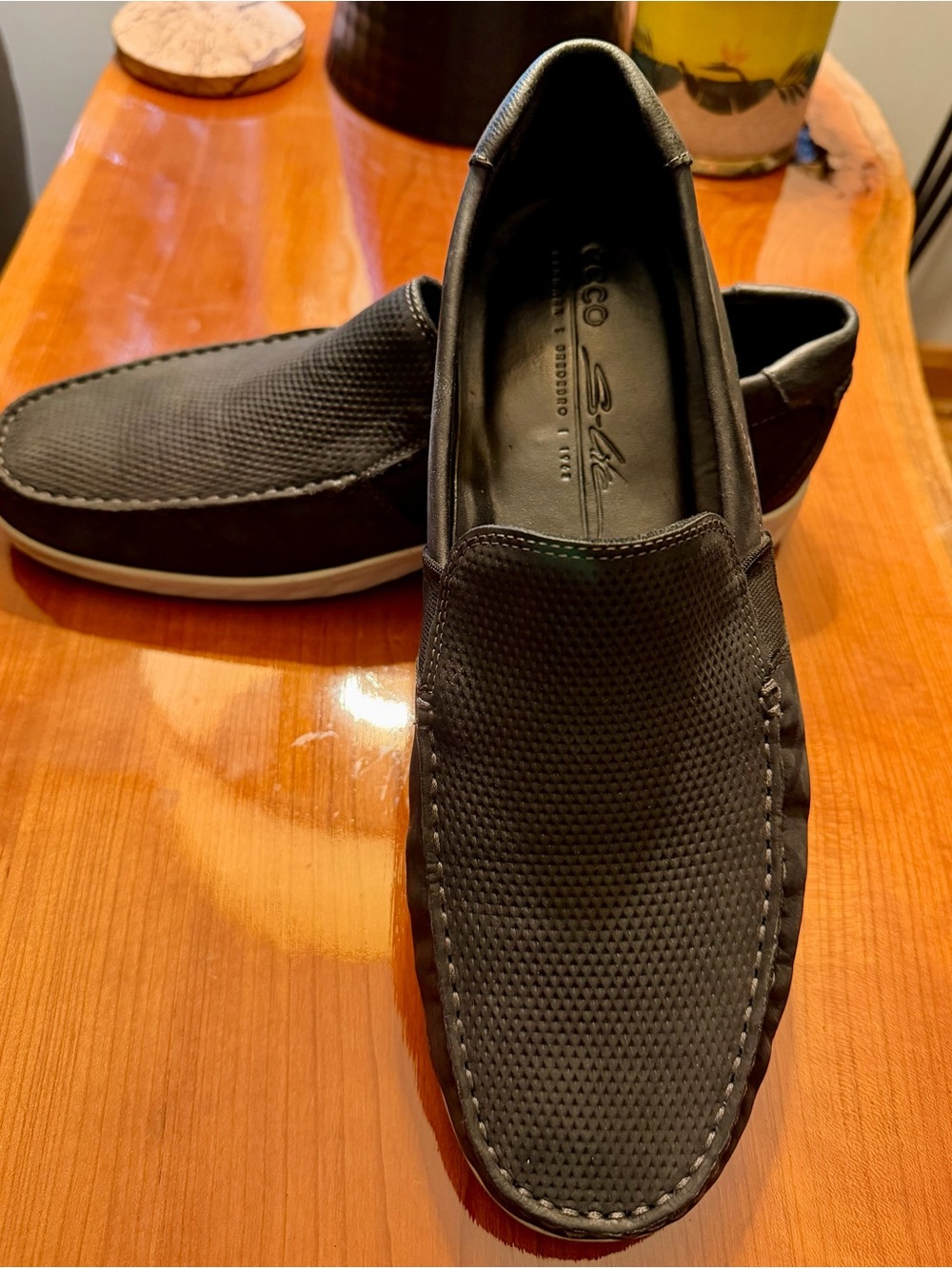 Ecco Black Slip-On Driving Loafers